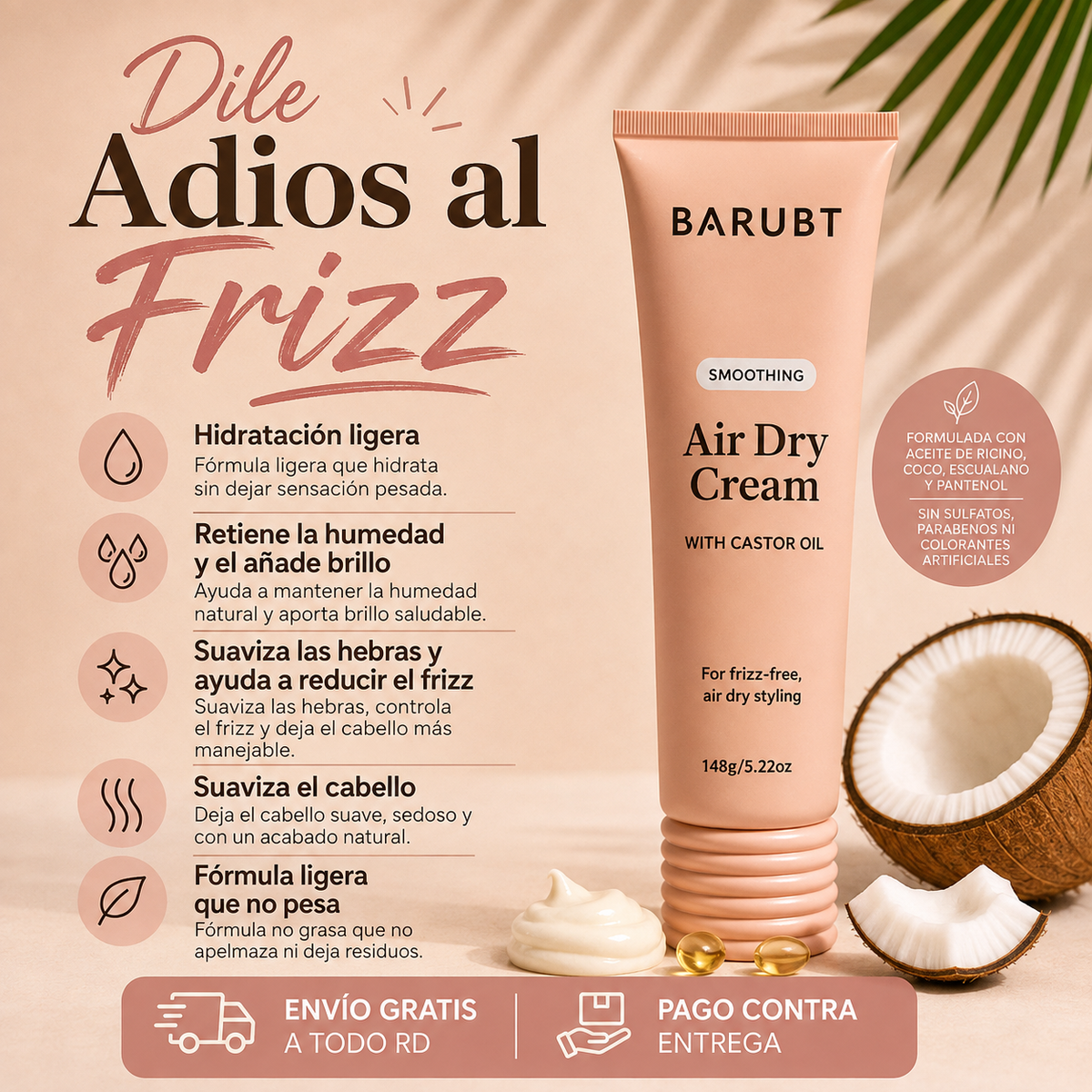Crema anti Frizz I Dale un descanso al blower y a la plancha 🔥