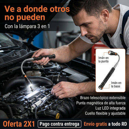 🔦 Lámpara Magnética 3 en 1 – Llega Donde Tus Manos No Pueden | Oferta 2X1