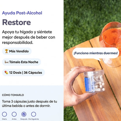 Restore: Que una Noche de Tragos No te cueste el Día Siguiente